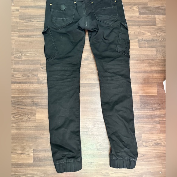 Black Denim Joggers with White Stripes - Picture 3 of 4